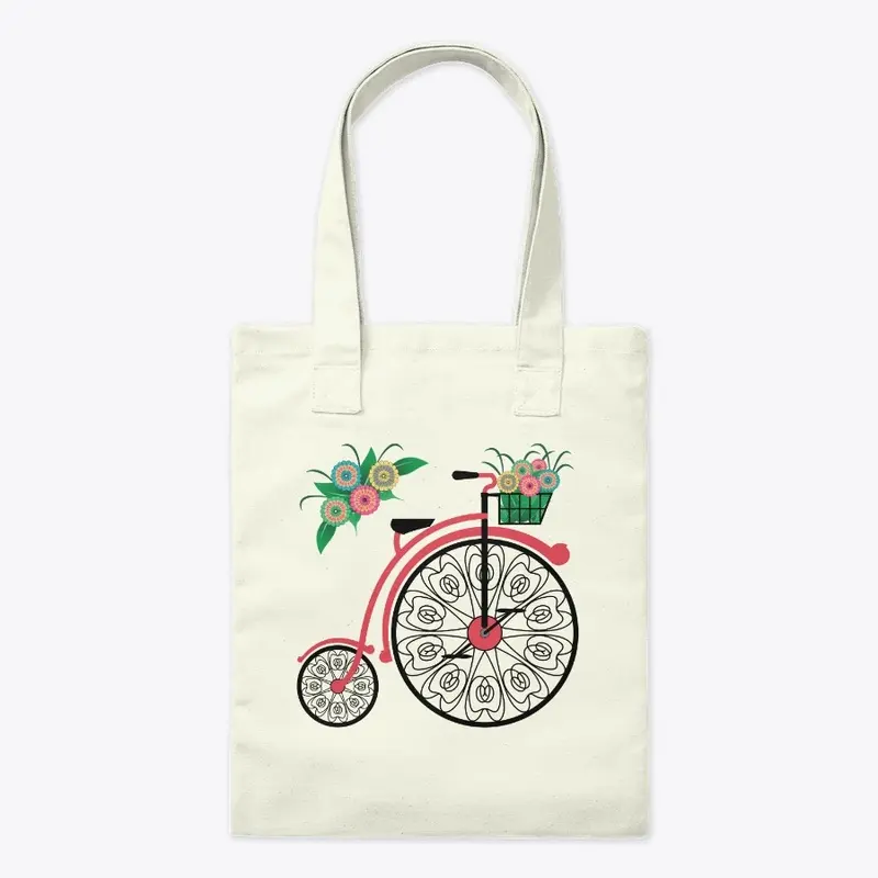 Vintage Floral Retro Bicycle Ride