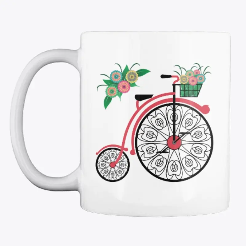 Vintage Floral Retro Bicycle Ride