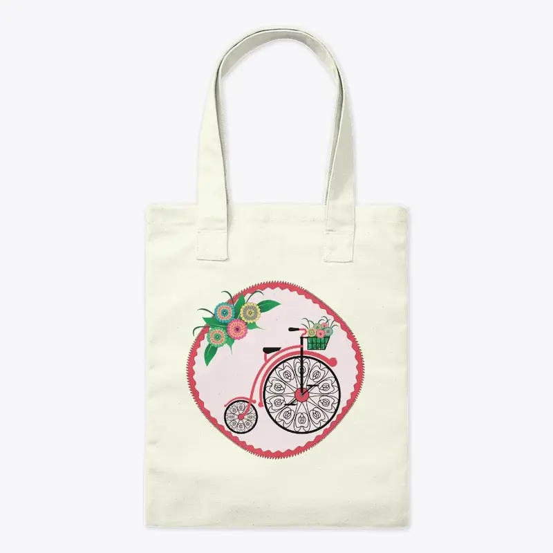 Circular Vintage Floral Retro Bicycle