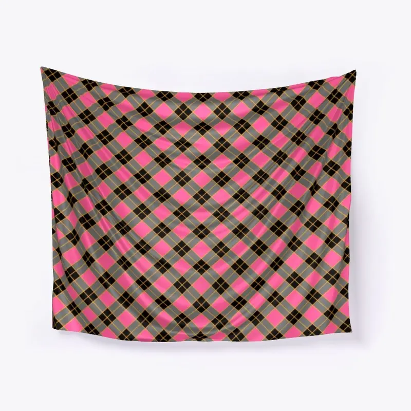 Plaid Checkered Pattern In Pink And Gray